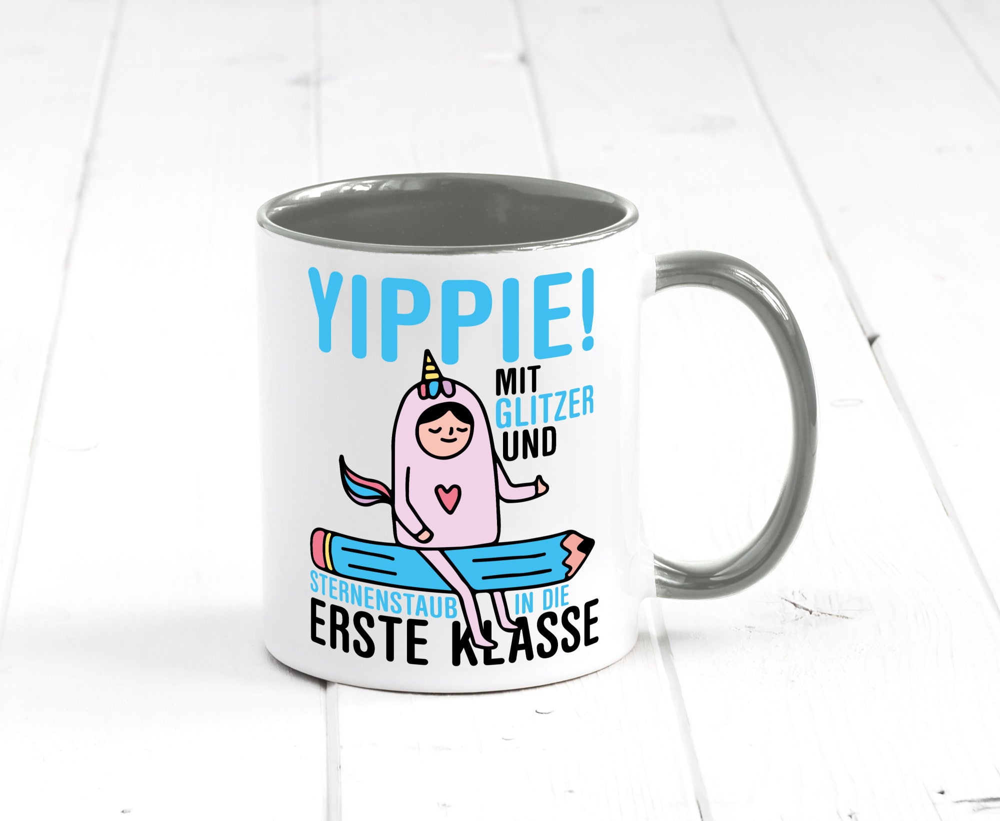 Mit Glitzer und Sternenstaub | Einschulung Einhorn lustiger Spruch Geschenk