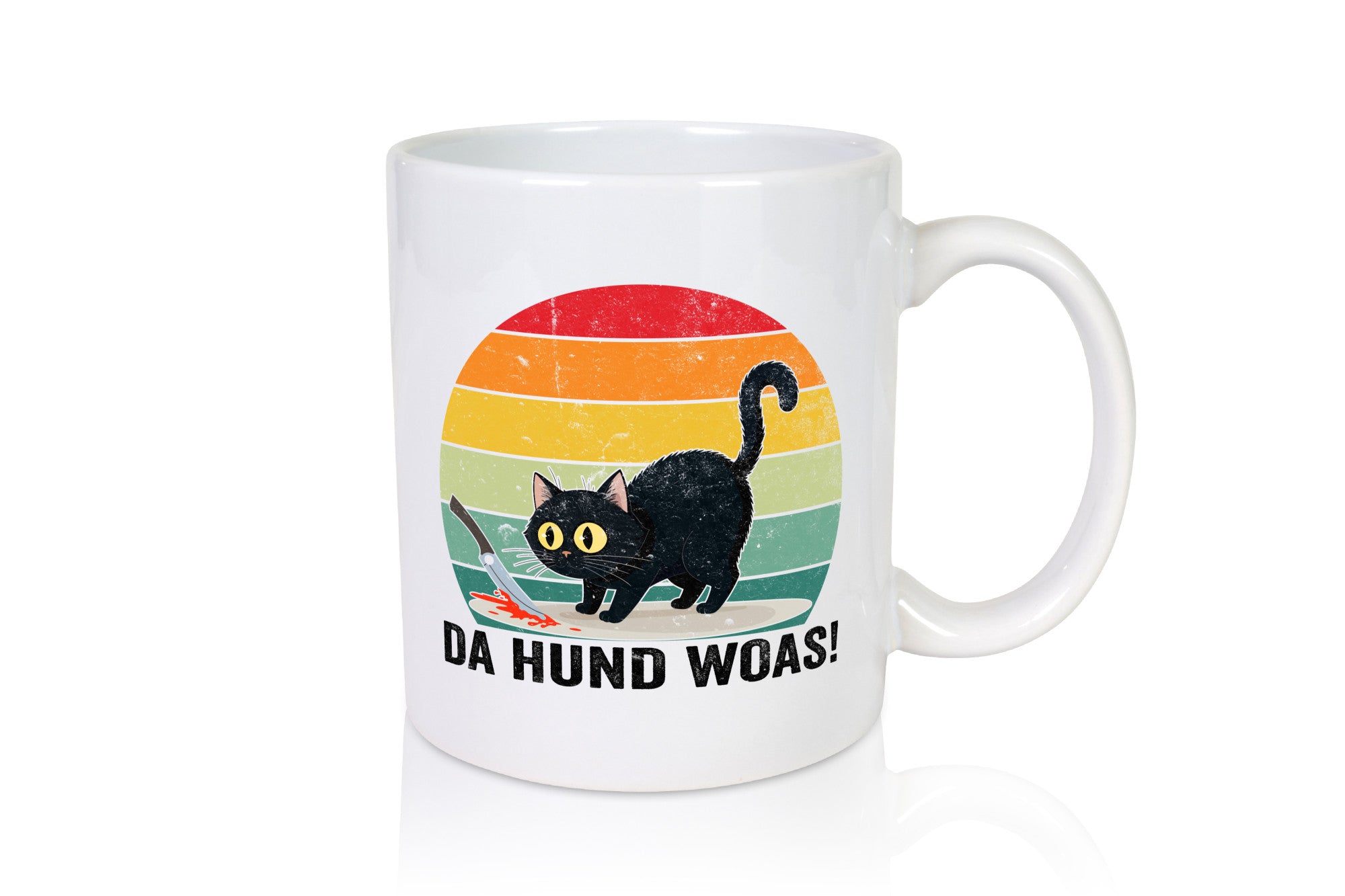 Da Hund woas | Retro böse Katze mit Messer Humor Tierliebhaber Geschenkidee