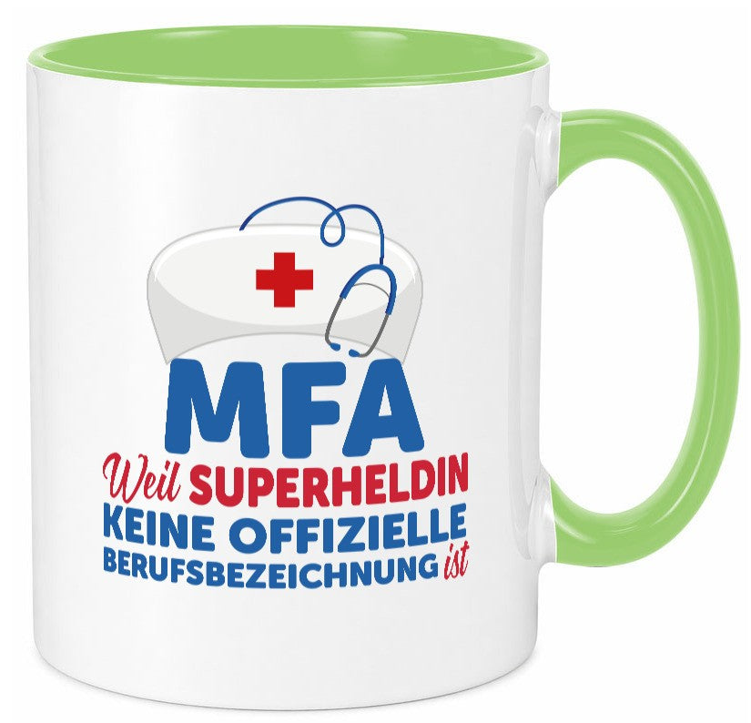 MFA Superheldin | Frauen Beruf Spruch Tasse Humor Geschenk Arbeit Kollegen Büro