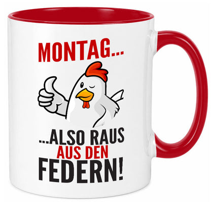 Montag raus ausden Federn | Hühnerstall Bauer lustiger Spruch Geschenk Humor Tasse