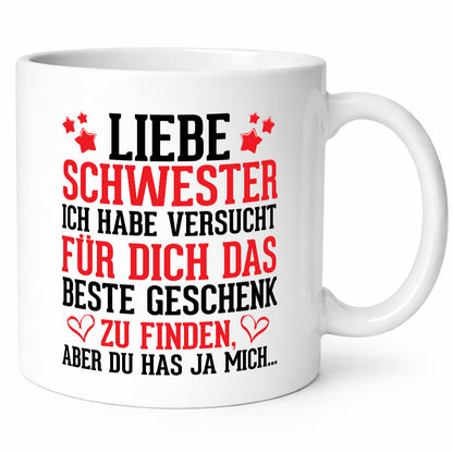 Beste Schwester lustiger Spruch Geschenk Humor Geschenkidee Tasse