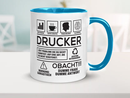 Achtung Probleme Drucker | Druckerei Print Medien Humor Geschenkidee Tasse