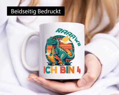 Rawwwww ich bin 4 | Jähriger 4. Geburtstag Dino Humor Geschenkidee Tasse