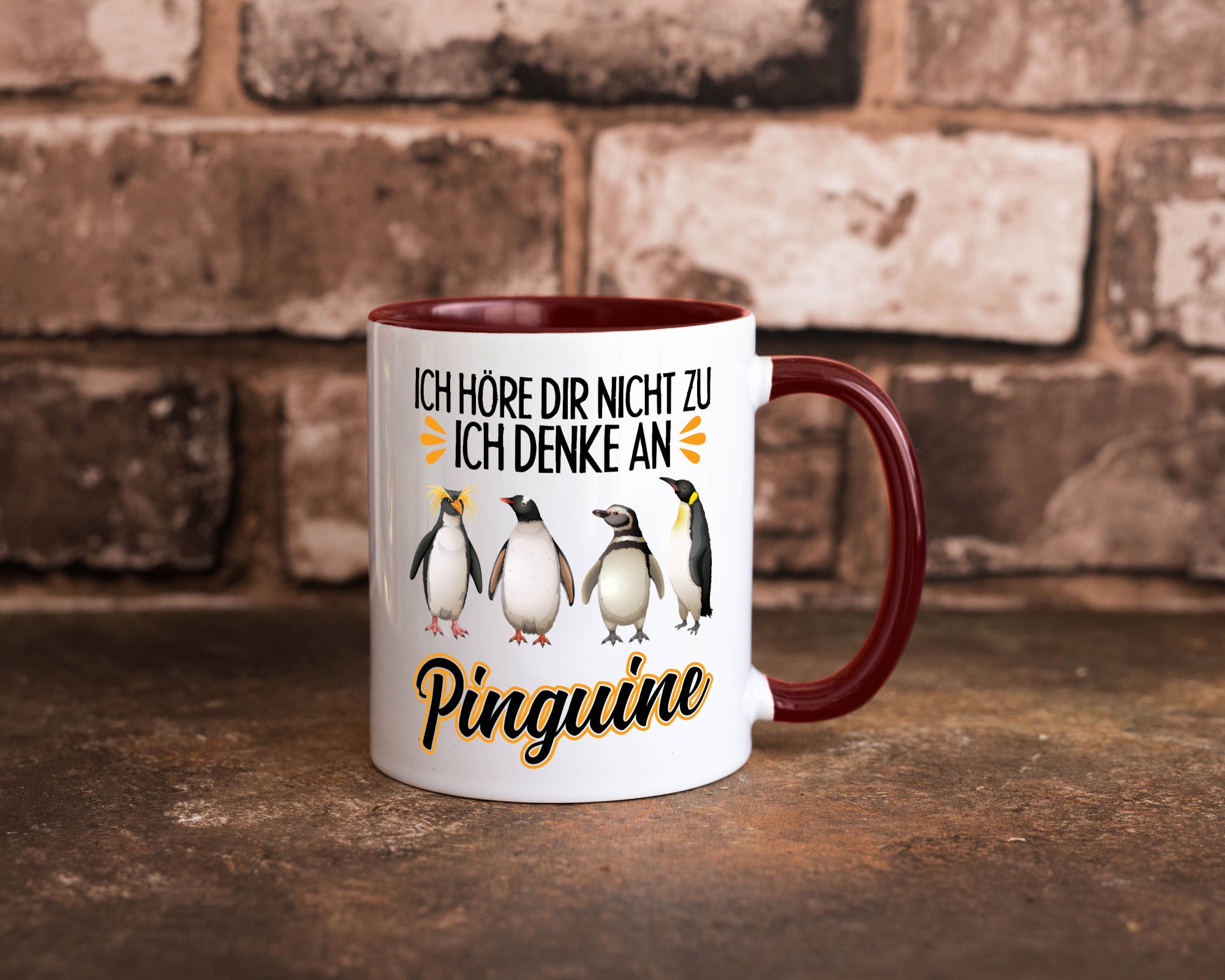 Ich denke an Pinguine Geschenkidee Humor Tasse