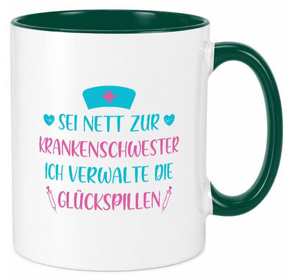 Krankenschwester verwaltet Glückspille | Herzschlag |Spritze lustig Humor Tasse