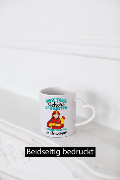 Im Universum: Feuerwehrfrau | Feuerwehr lustig Humor Geschenkidee Geschenk Tasse
