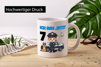 7. Geburtstag | 7 Jahre Polizei Kind Polizeiauto Humor Geschenkidee Tasse