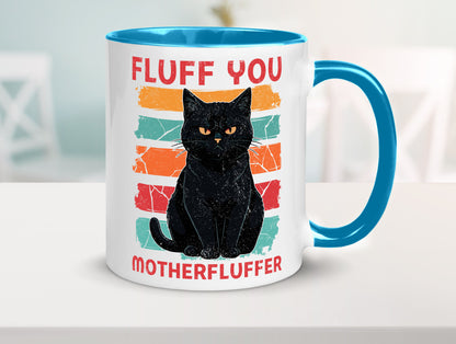 Fluff you Motherfluffer | Schwarze Katze Böse Humor Tierliebhaber Geschenkidee