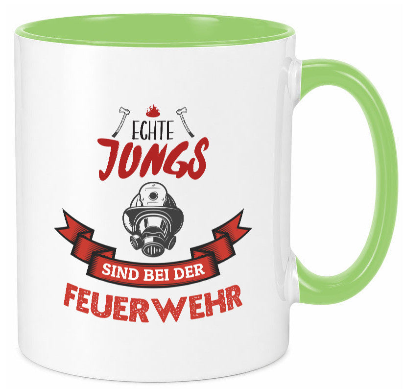 Echte Jungs sind bei der Feuerwehr | Feuerwehrmann lustiger Spruch Geschenk Tasse