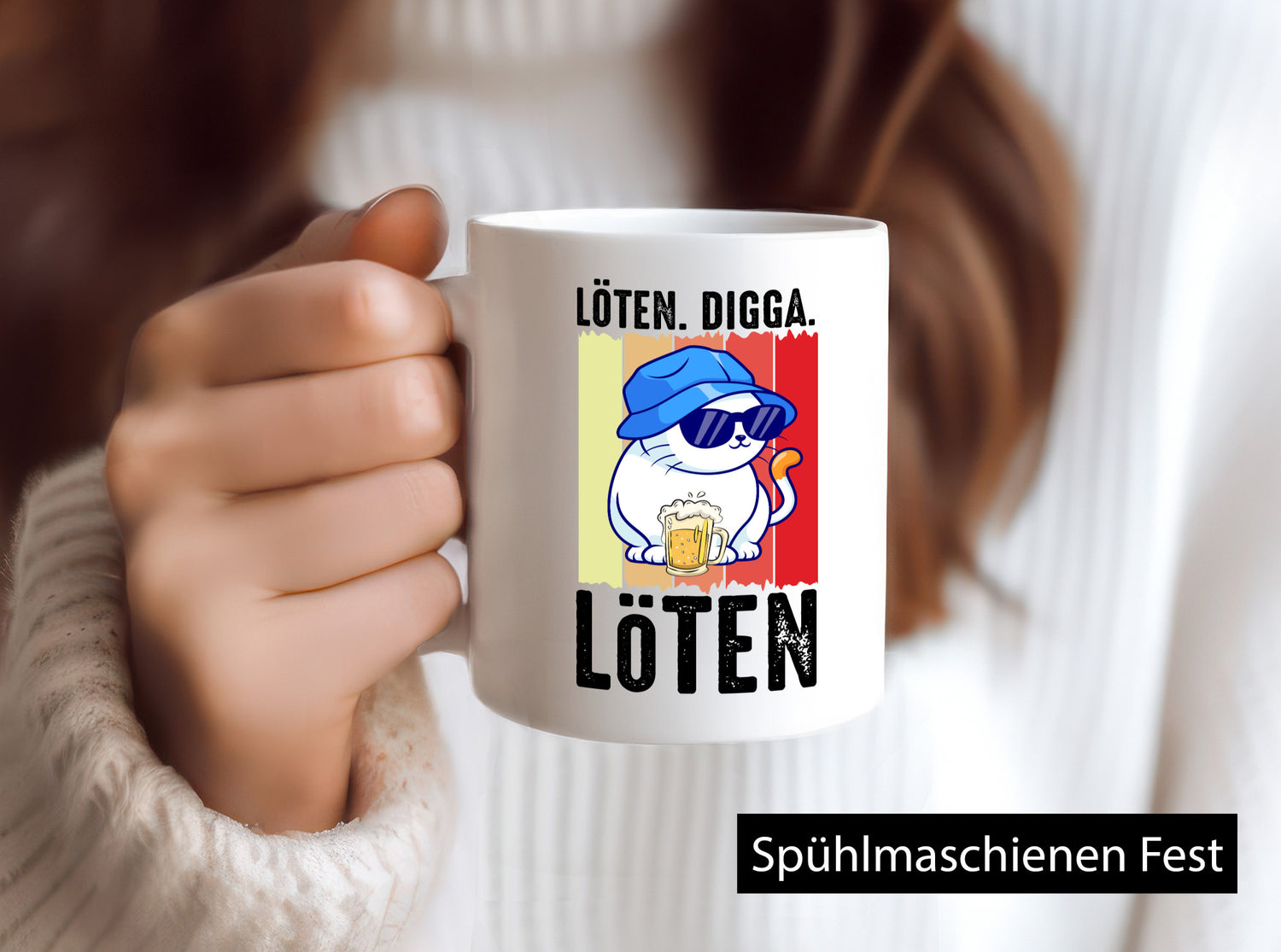 Löten Digga | Katze mit Bier Bierkatze Geschenk Tierliebhaber Humor lustiger