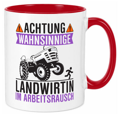 Landwirtin im Arbeitsrausch | Bauer Achtung! lustiger Spruch Geschenk Arbeit Tasse