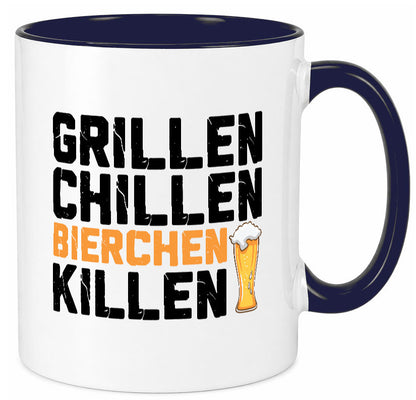 Grillen Chillen Bierchen Killen | Grillmeister Party Geschenk Humor Tasse