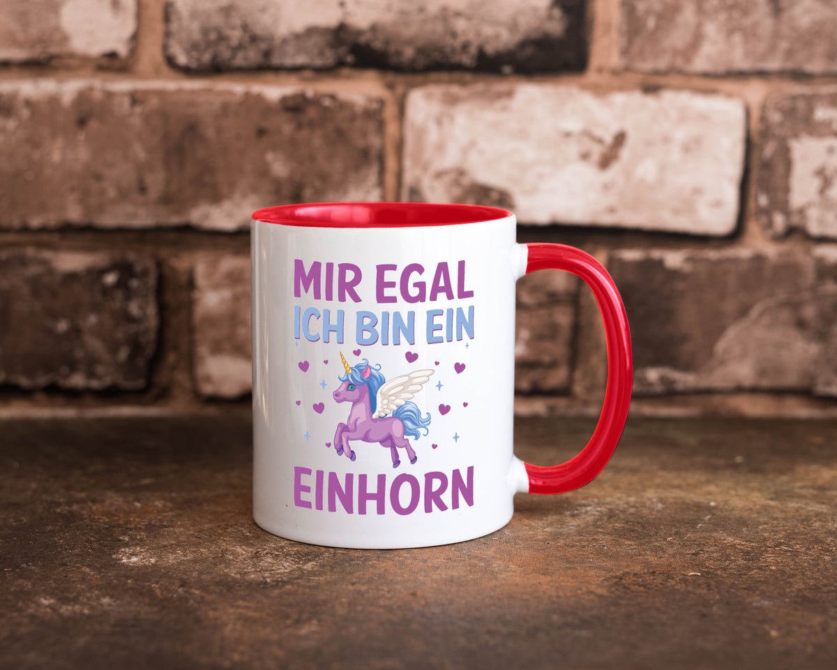 Mir egal, ich bin ein Einhorn| Herzen Geschenkidee Humor Tasse