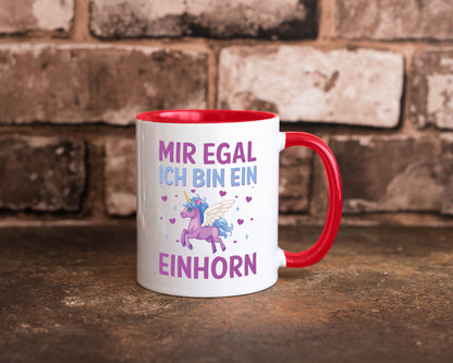 Mir egal, ich bin ein Einhorn| Herzen Geschenkidee Humor Tasse