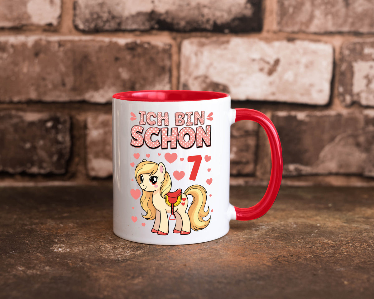 7. Geburtstag | 7 Jahre Mädchen Reiten Pony lustiger Spruch Geschenk Tasse