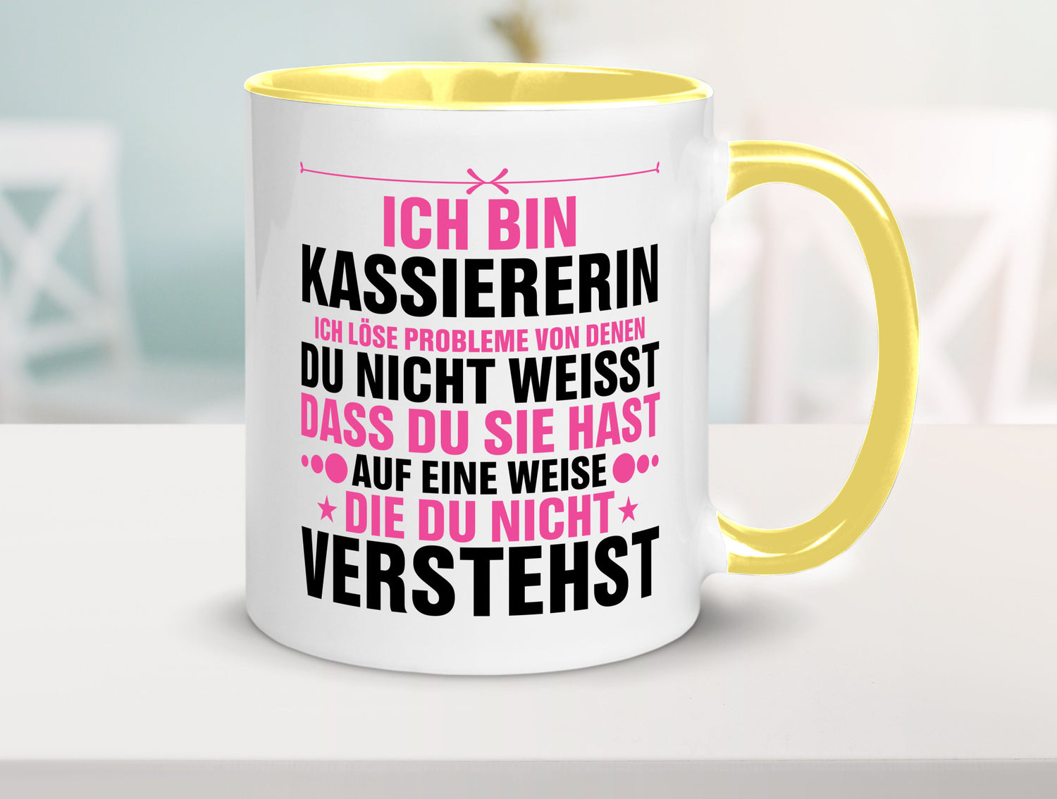 Löse Probleme: Kassiererin v2 lustiger Spruch Geschenk Humor Geschenkidee Tasse
