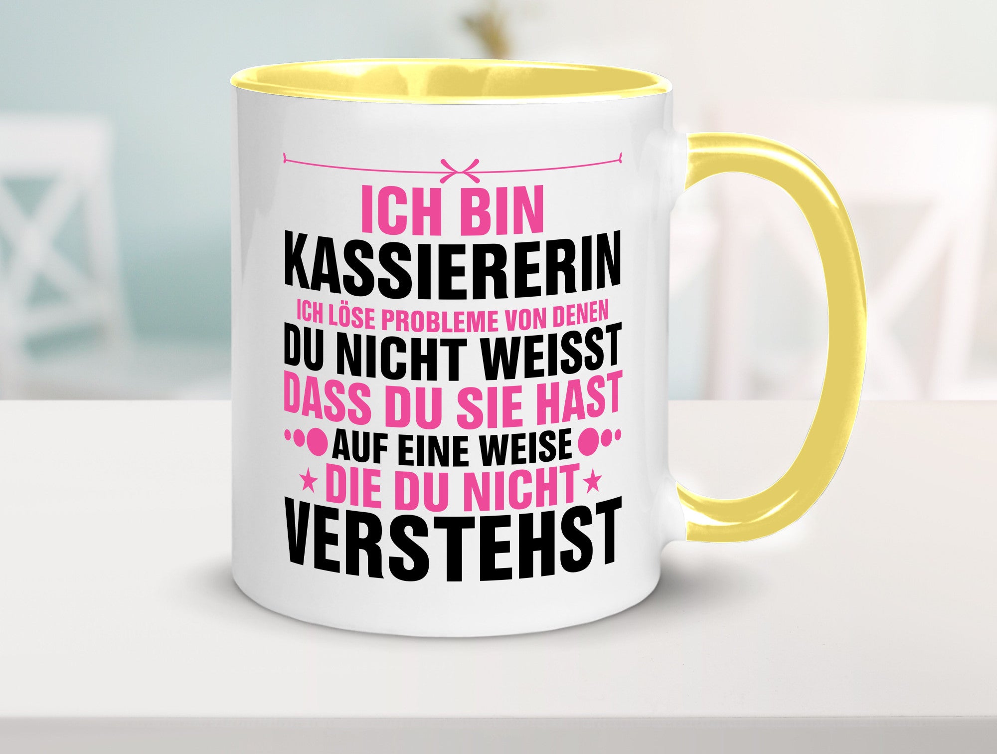 Löse Probleme: Kassiererin v2 lustiger Spruch Geschenk Humor Geschenkidee Tasse