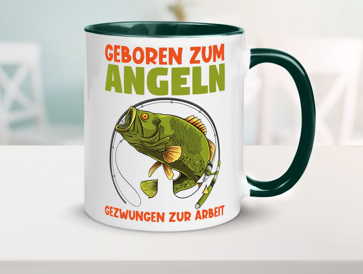 Geboren zum Angeln | Angler Tasse Fischer Spruch Humor Geschenkidee