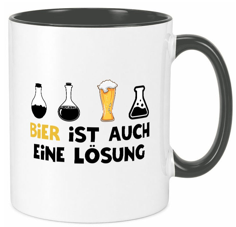 Bier ist auch eine Lösung | Bierliebhaber Biertrinker Geschenk Humor Tasse