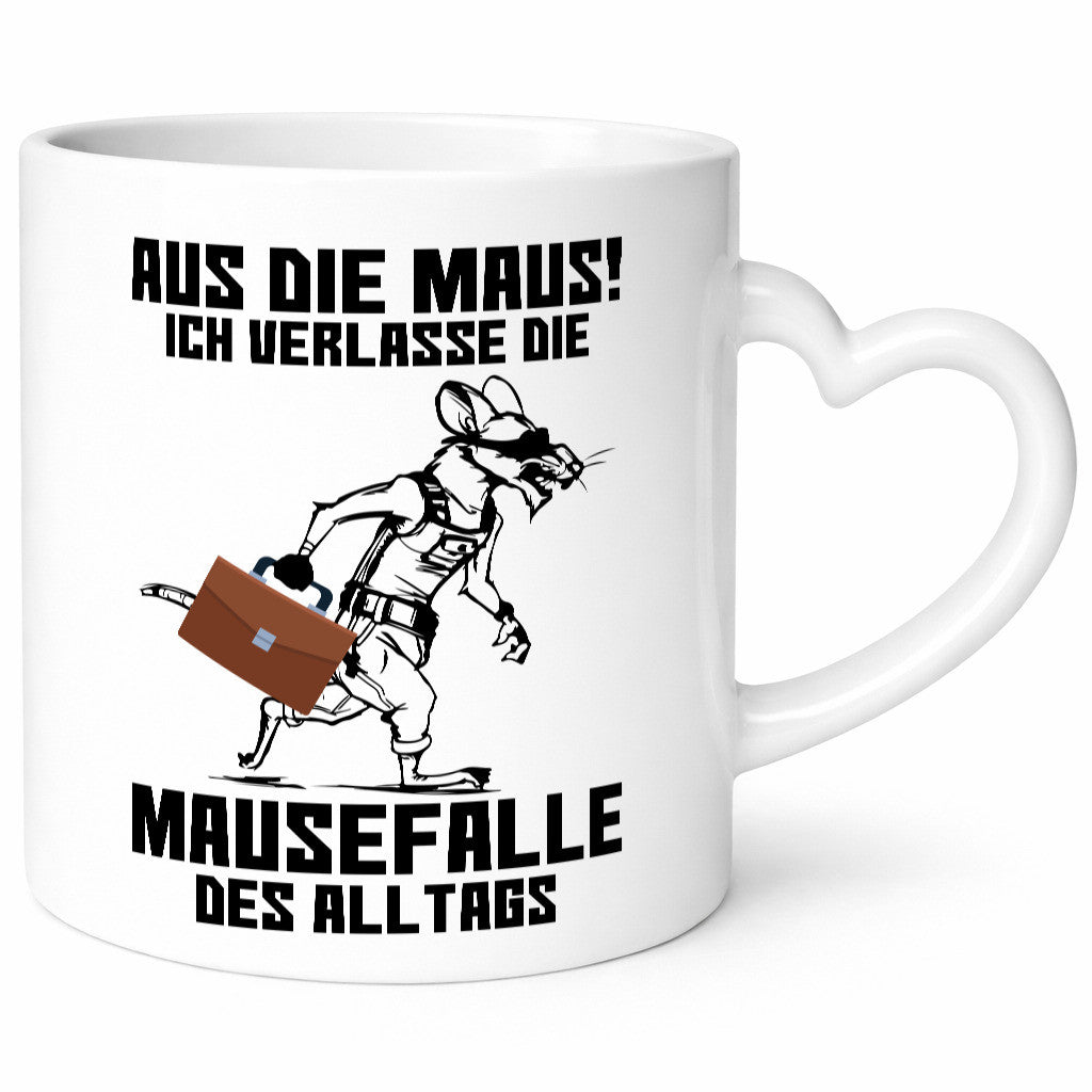 Aus die Maus | Alltag verlassen sportliche mit Koffer Humor Geschenkidee Tasse