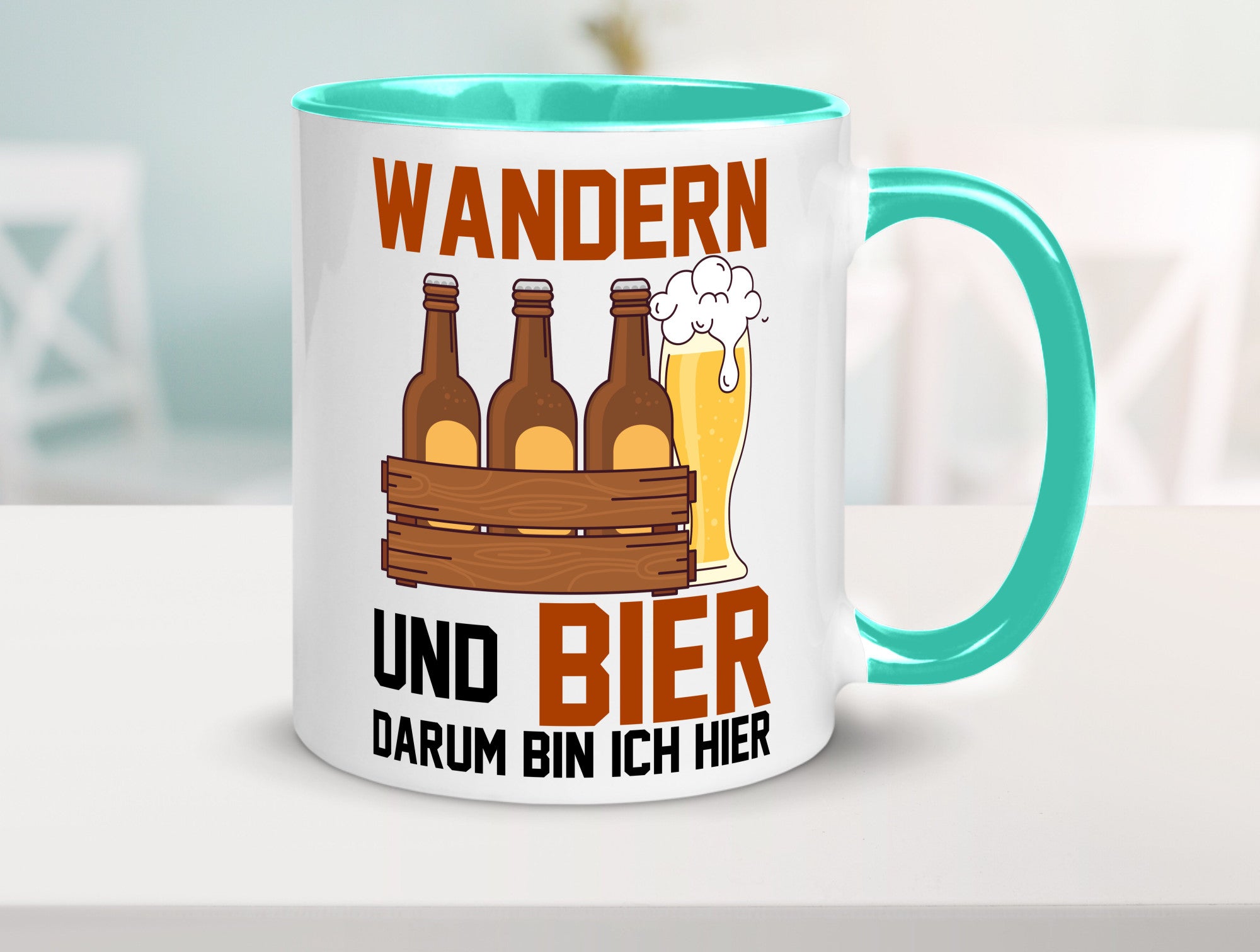 Wandern und Bier darum bin ich hier | Bierkasten lustiger Spruch Geschenk Humor