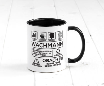 Achtung Probleme Wachmann | Wachpersonal Nachtwächter Geschenkidee Humor Tasse