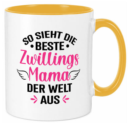 So sieht die Beste Zwillingsmama der Welt aus | Mama lustiger Spruch Geschenk Tasse