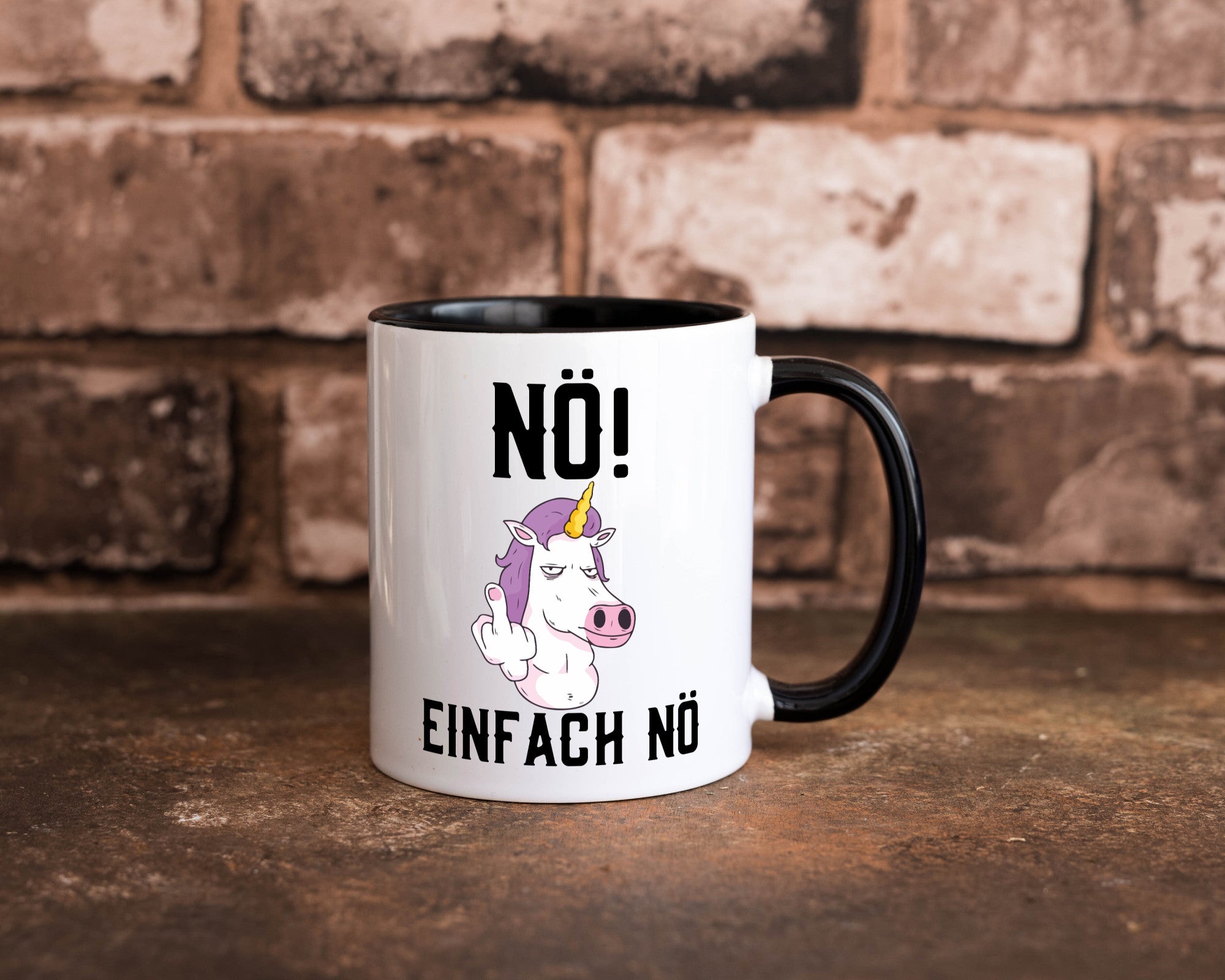 Einfach Nö | Keinen Bock Einhorn Mittelfinger Comic Geschenkidee Humor Tasse