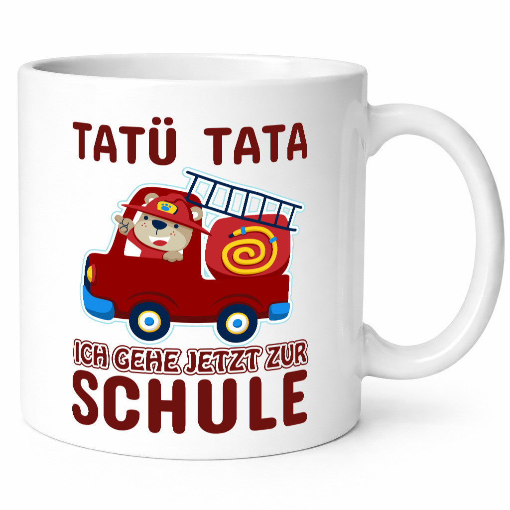 Bär in Feuerwehrauto | Tatü Tata Einschulung Tasse Humor Geschenkidee