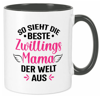 So sieht die Beste Zwillingsmama der Welt aus | Mama lustiger Spruch Geschenk Tasse