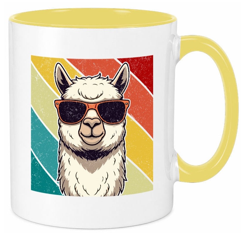 Lama | Retro Alpaka mit Sonnenbrille Geschenk Humor Geschenkidee lustiger Tasse