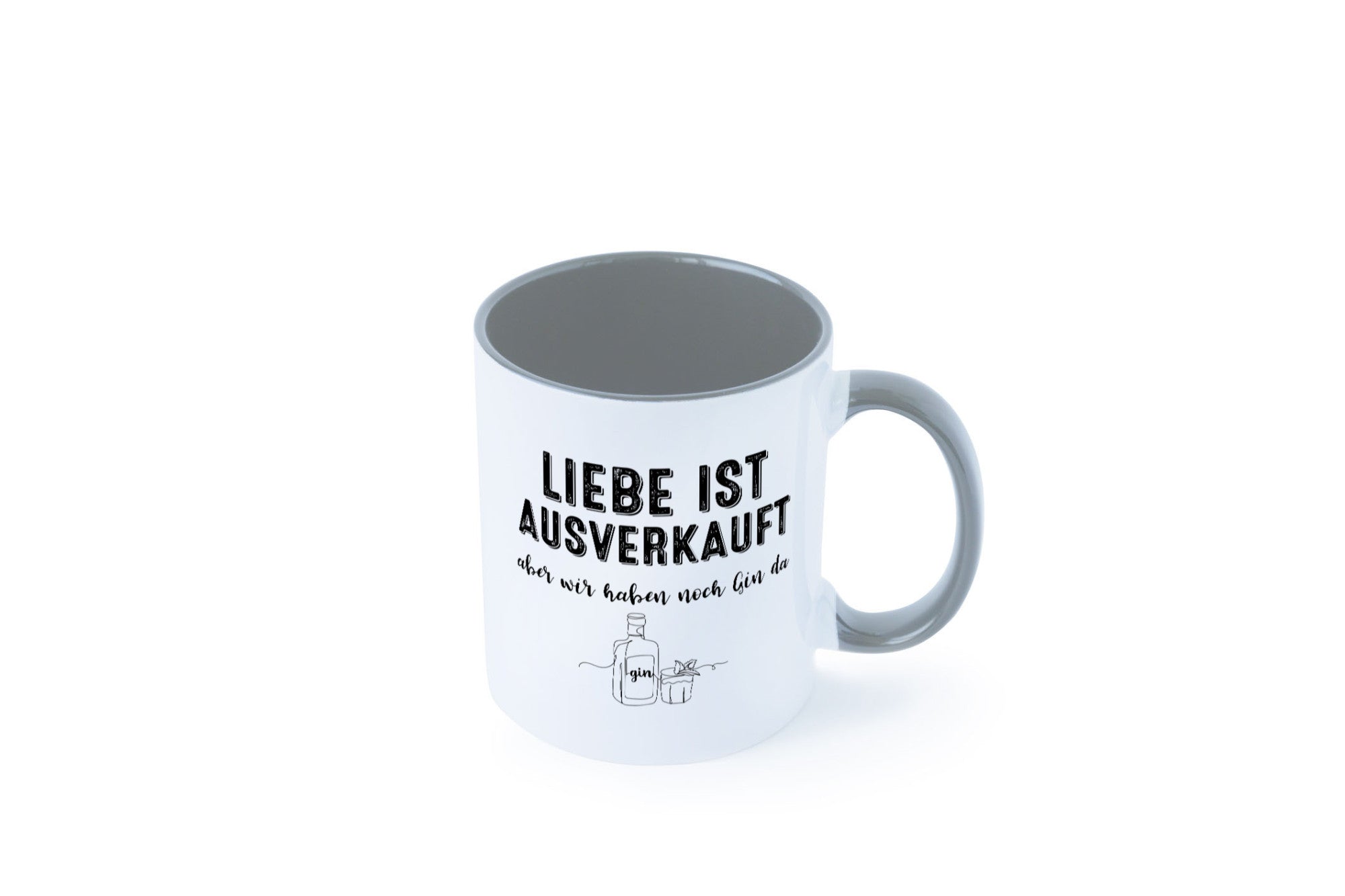 Liebe ist Ausverkauf, aber wir haben noch Gin da Humor Geschenkidee Tasse