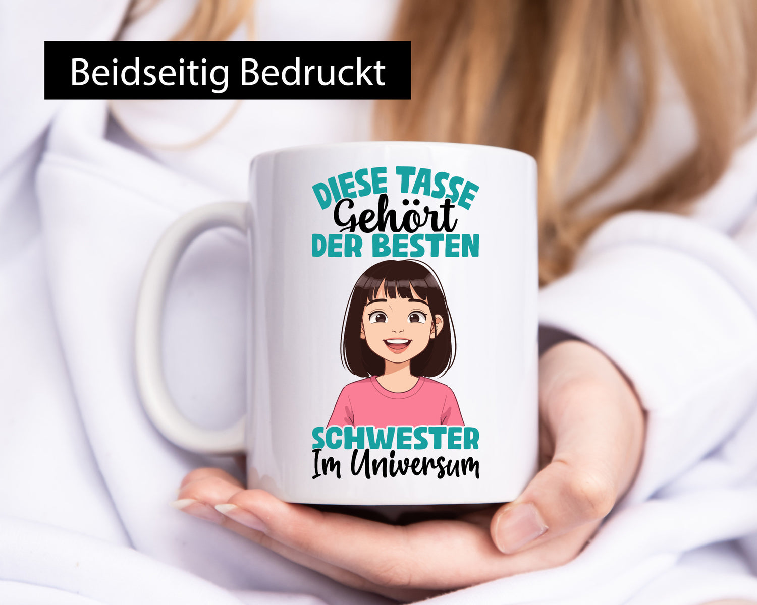 Im Universum: Schwester | Große kleine lustig Humor Geschenkidee Geschenk Tasse