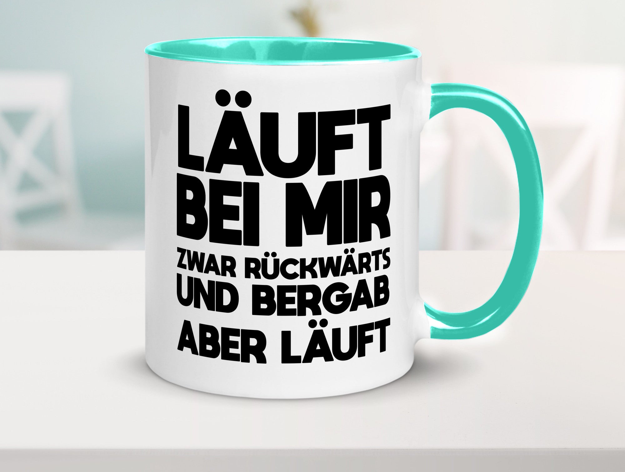 Läuft bei mir | Rückwerts aber Motivation Geschenkidee Humor Tasse