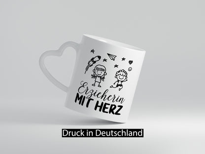 Erzieherin mit Herz Geschenk Humor Geschenkidee lustiger Spruch Tasse