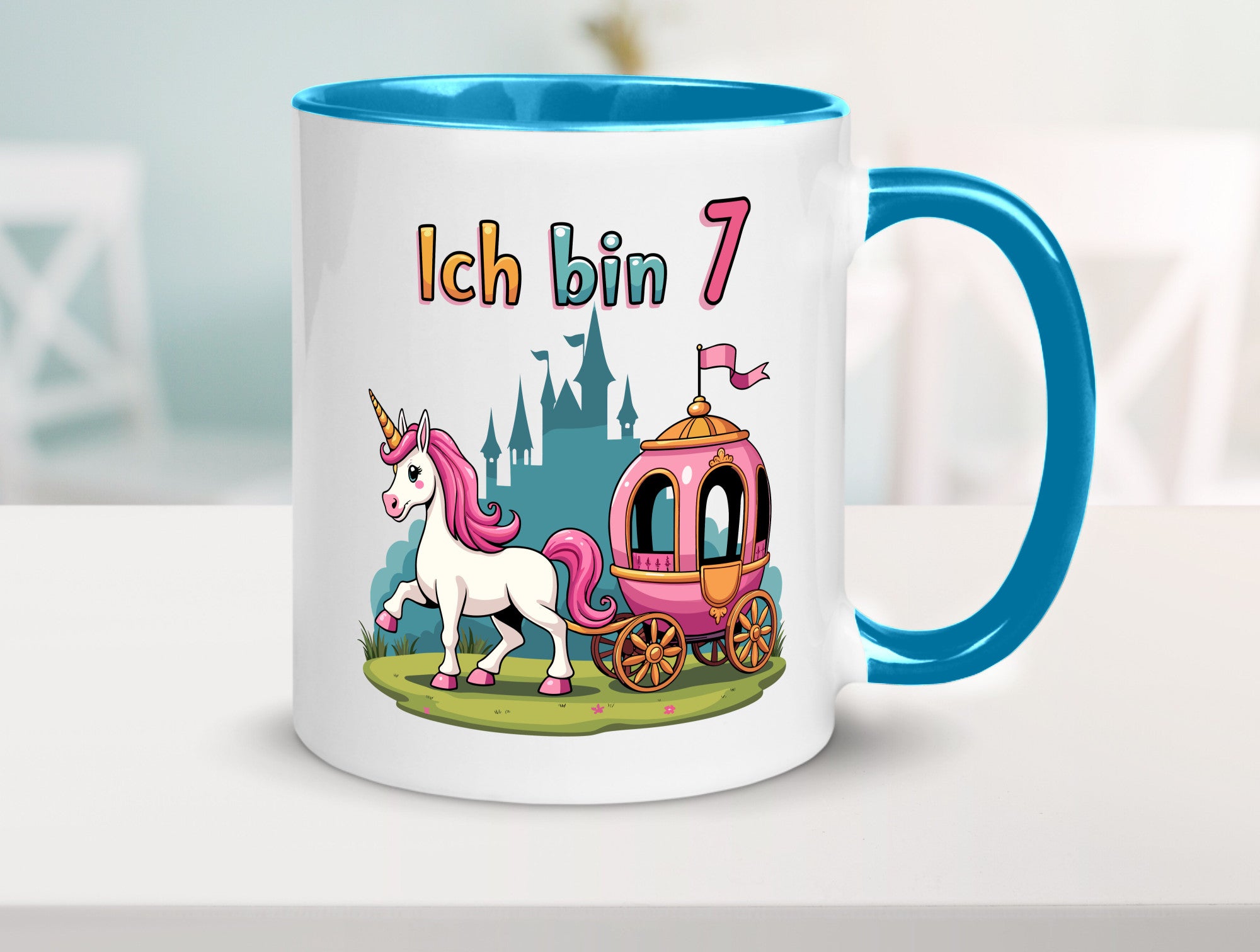 7. Geburtstag | Prinzessin in Kutsche Einhorn lustiger Spruch Geschenk