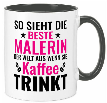 Kaffee trinkt: Malerin | Malerinnen lustiger Spruch Geschenk Humor Geschenkidee Tasse