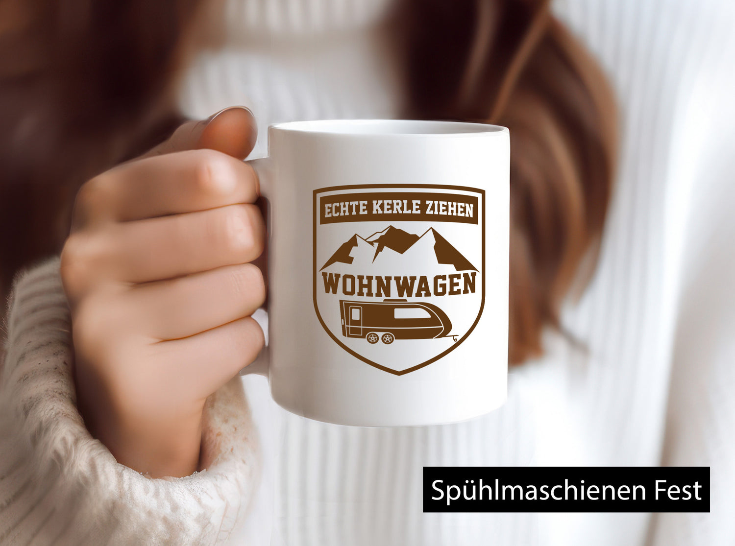 Echte Kerle | Wappen Wohnwagen Humor Geschenkidee Tasse