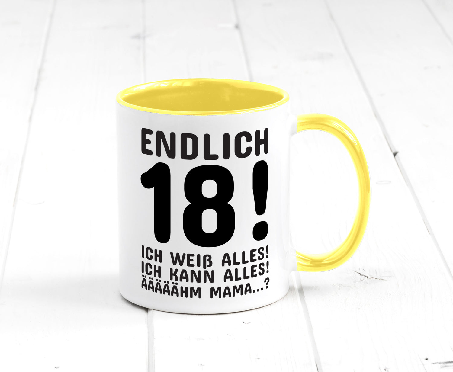 Endlich 18 | Geburtstag Tasse volljährig Erwachsen lustig Geschenkidee Geschenk