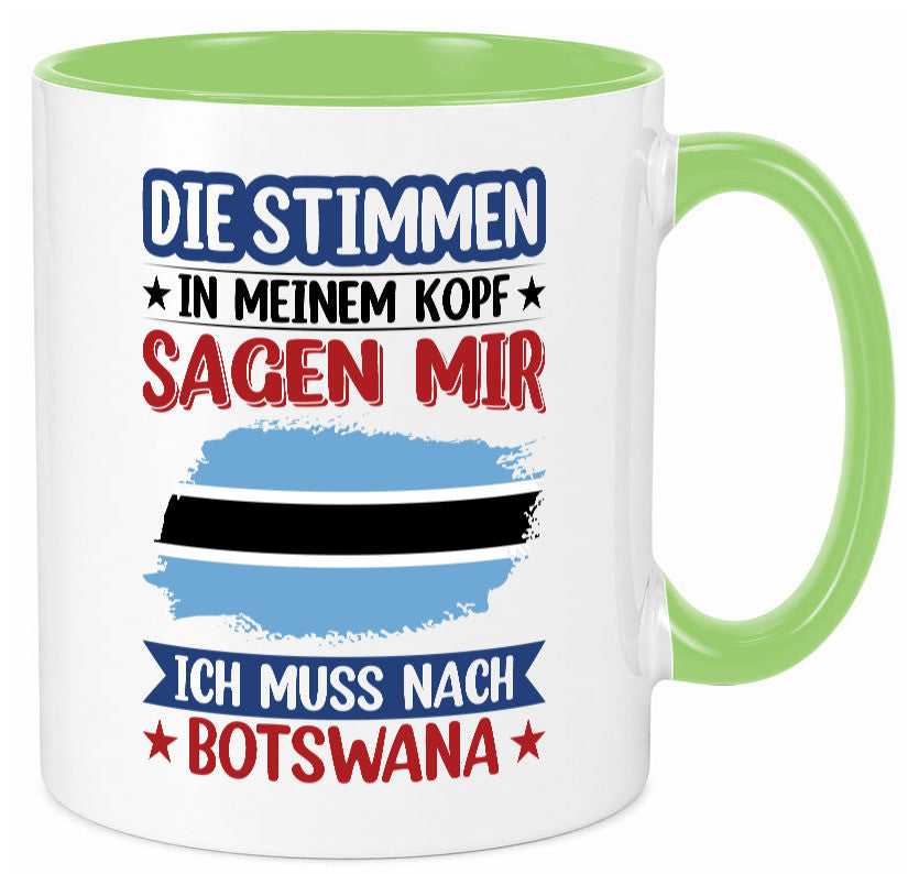 Botswana | Urlaub Stimmen in meinem Kopf Traumland Geschenkidee Humor Tasse