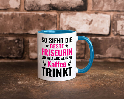 Kaffee trinkt: Friseurin | Friseuse Frisörin lustig Humor Geschenkidee Geschenk