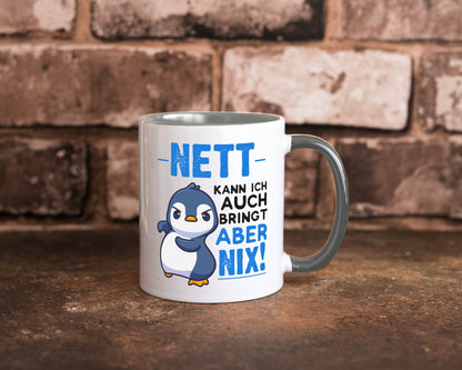 Nett kann ich auch | lustige Spruchtasse Pinguin Geschenk Humor Geschenkidee