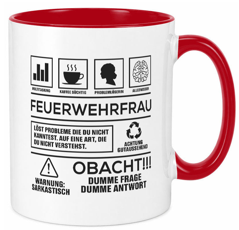 Achtung Probleme Feuerwehrfrau | Feuerwehr lustiger Spruch Geschenk Humor
