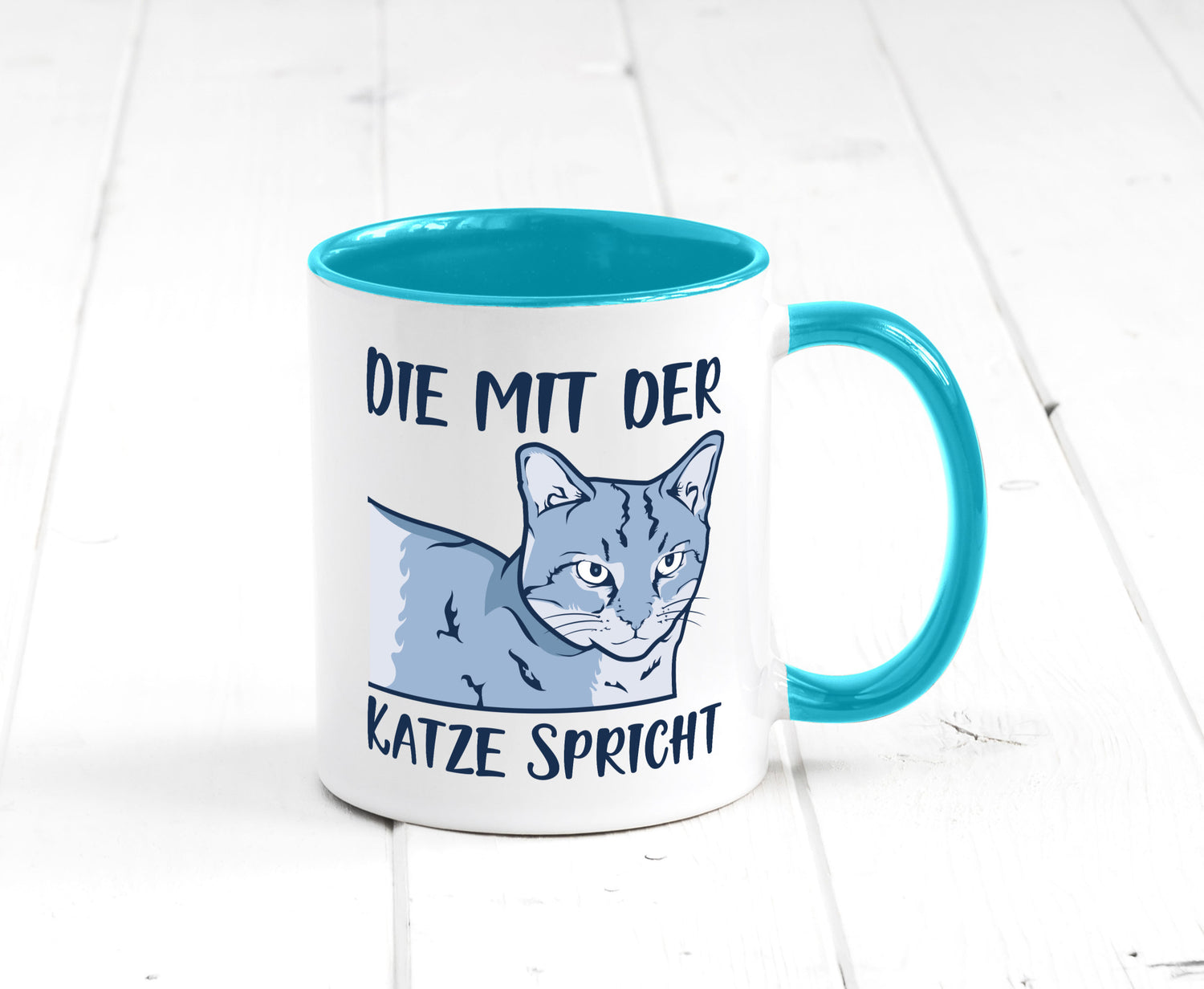 Die mit der Katze spricht | Humor Tierliebhaber Geschenkidee Tasse