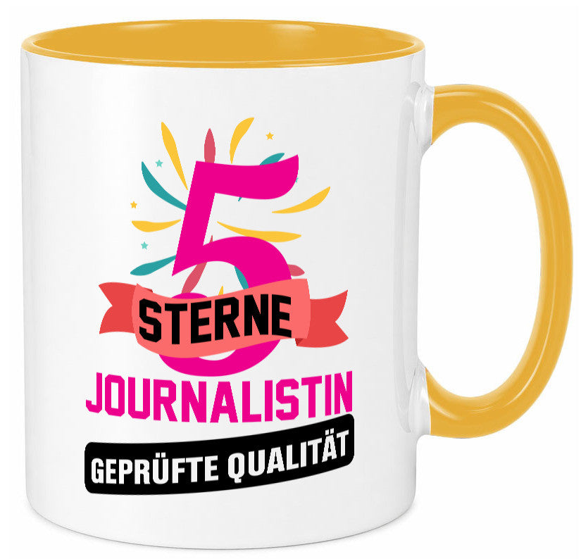 5 Sterne Journalist geprüfte Qualität Humor Geschenkidee Tasse
