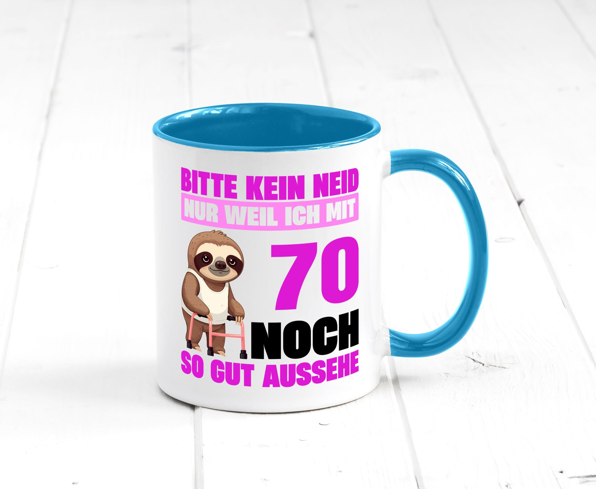 70. Geburtstag | Bitte kein neid Faultier 70 Jahre v2 Humor Geschenkidee Tasse