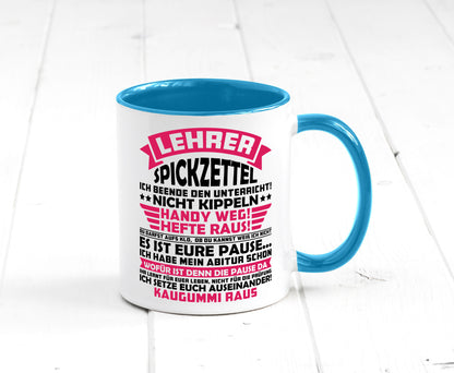 Lehrer Spickzettel | Beruf Tasse lustiger Spruch vl8 Geschenkidee Arbeit