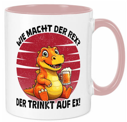 Wie macht der Rex trinkt auf ex | Bier T-Rex v2 lustiger Spruch Geschenk Humor Tasse