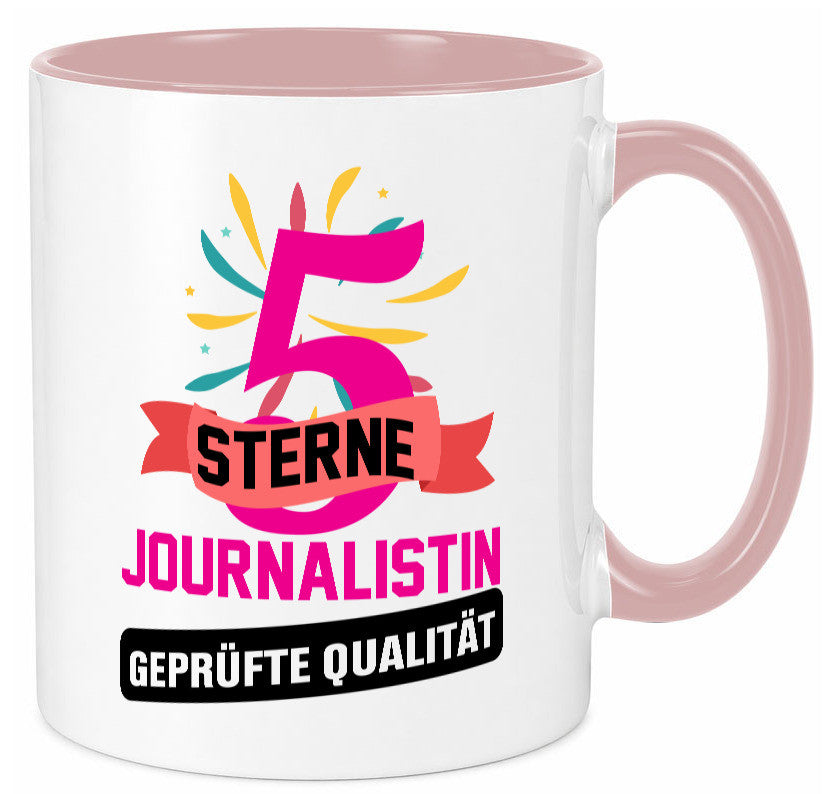 5 Sterne Journalist geprüfte Qualität Humor Geschenkidee Tasse