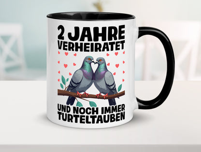 2 Jahre verheiratet | Turteltauben Ehe Ehepaar lustig Humor Geschenkidee Tasse